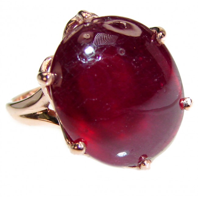 Genuine 19ct Ruby 18K yellow Gold over .925 Sterling Silver handmade Cocktail Ring s. 5 3/4