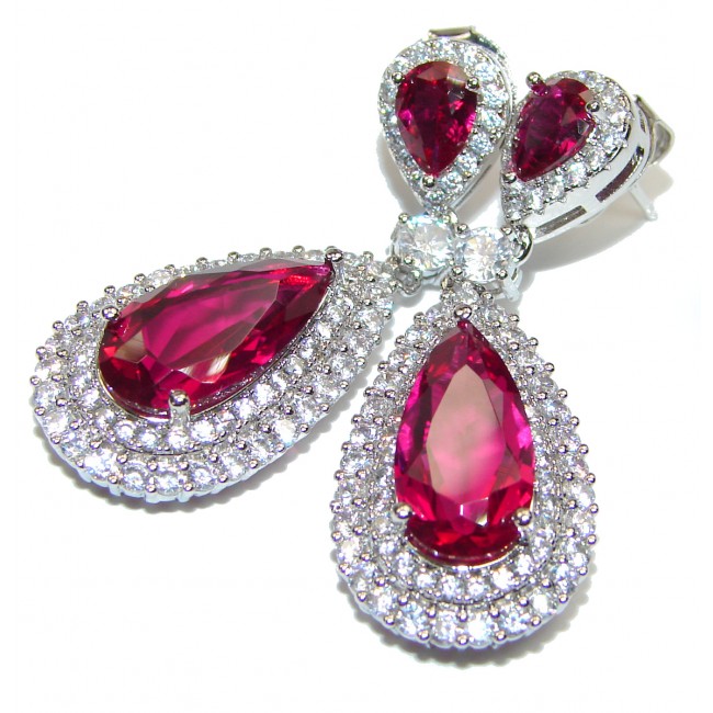 Incredible Red Topaz .925 Sterling Silver entirely handmade earrings