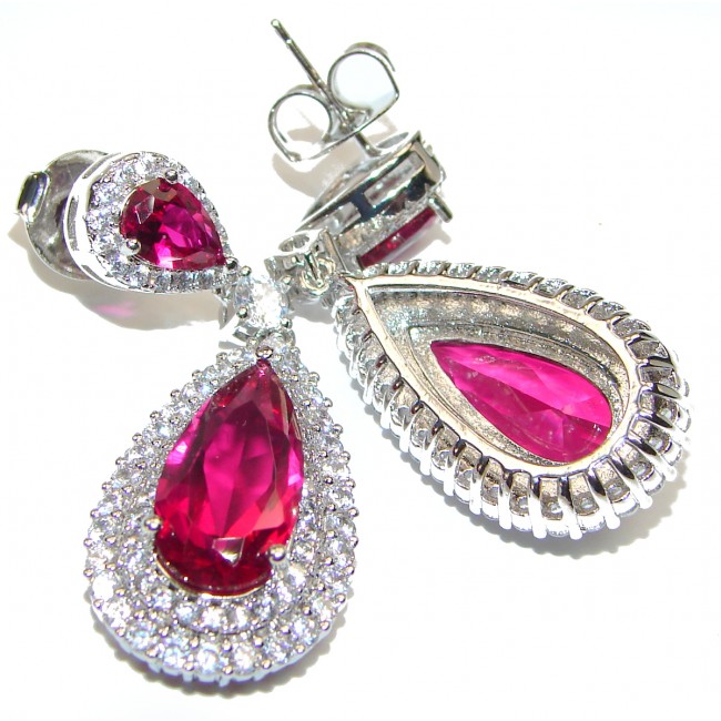 Incredible Red Topaz .925 Sterling Silver entirely handmade earrings