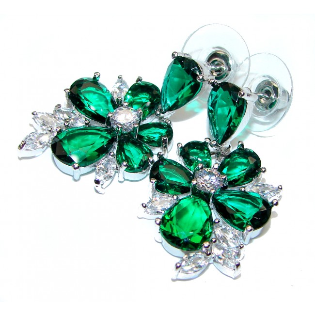 Royal quality green Topaz .925 Sterling Silver handcrafted earrings
