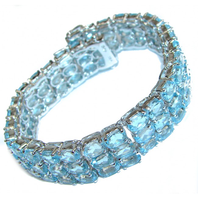 True Fine Art Swiss Blue Topaz .925 Sterling Silver handcrafted Statement Bracelet