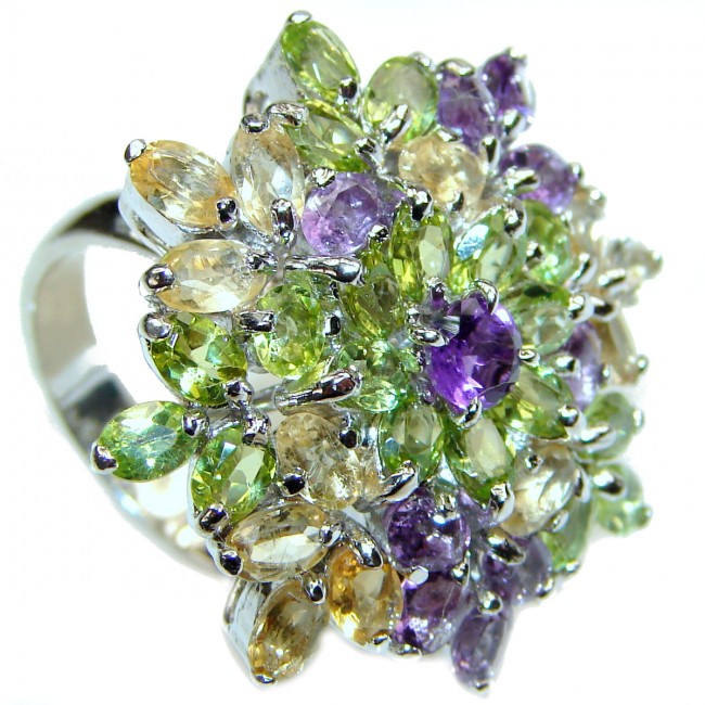 Gianna Authentic 41ctw Multigem .925 Sterling Silver brilliantly handcrafted ring s. 7 1/4