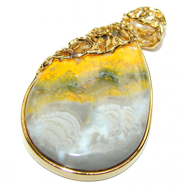 Authentic Volcanic Bubble Bee Jasper 18K Gold over .925 Sterling Silver handmade Pendant