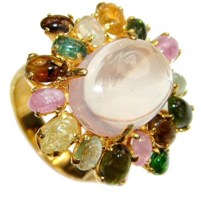 Gianna Authentic 41ctw Rose Quartz Gold over .925 Sterling Silver brilliantly handcrafted ring s. 8