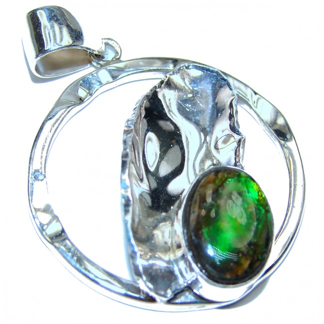 Green Ammolite .925 Sterling Silver handcrafted Pendant