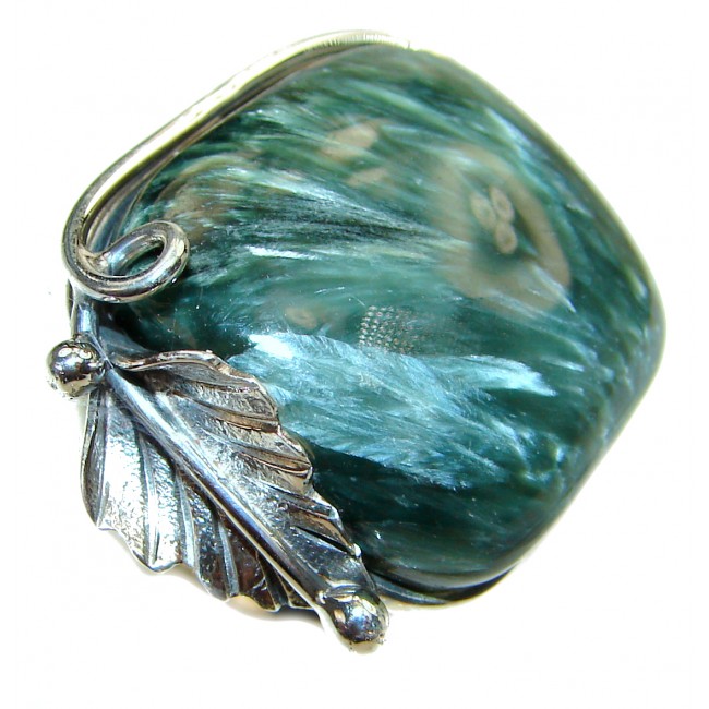 Great quality Russian Seraphinite .925 Sterling Silver handcrafted Ring size 8 adjustable