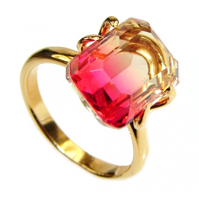 Top Quality Pink Tourmaline Gold over .925 Sterling Silver handcrafted Ring s. 7 1/4