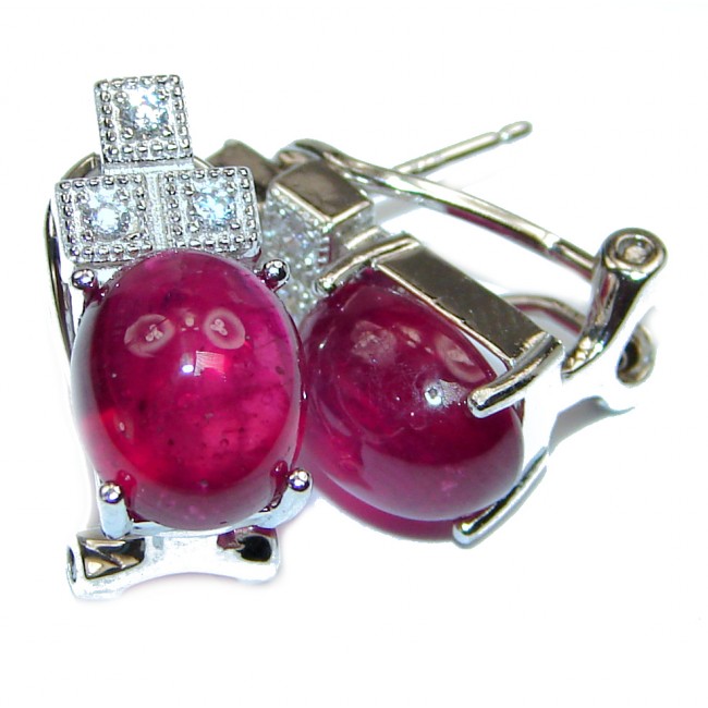 Stunning 6.9ctw Authentic Ruby .925 Sterling Silver handmade earrings