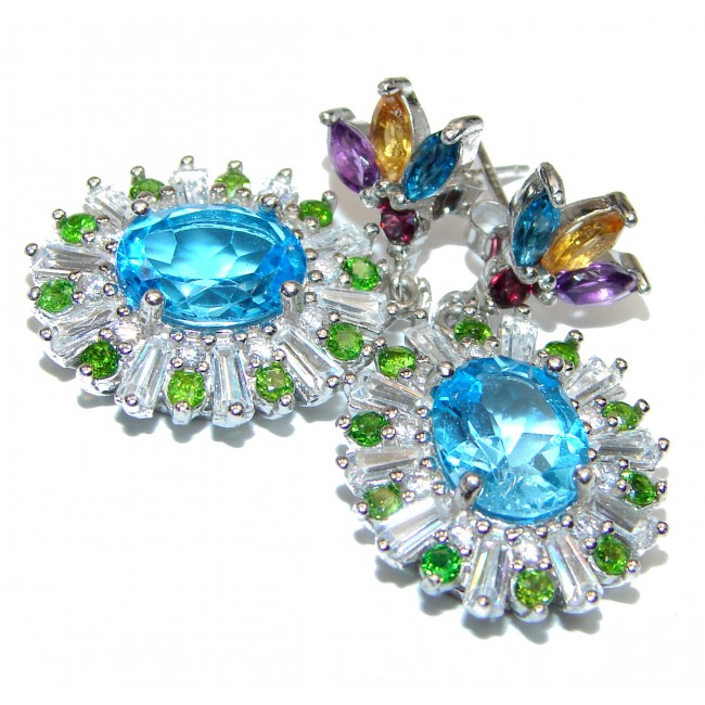 Sublime Blue Swiss Topaz Sterling Silver handmade earrings