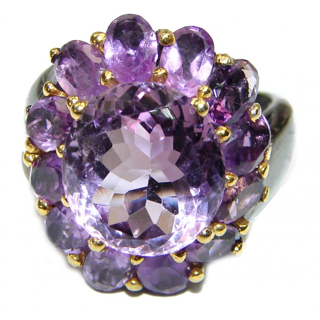 Purple Perfection Amethyst black rhodium over .925 Sterling Silver Ring size 8 3/4