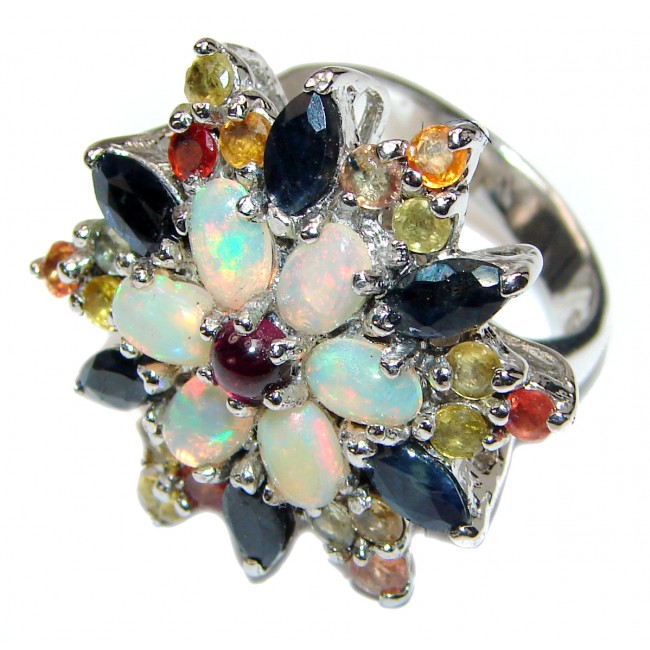 Open Sky Ethiopian Opal .925 Sterling Silver handcrafted Huge ring size 9