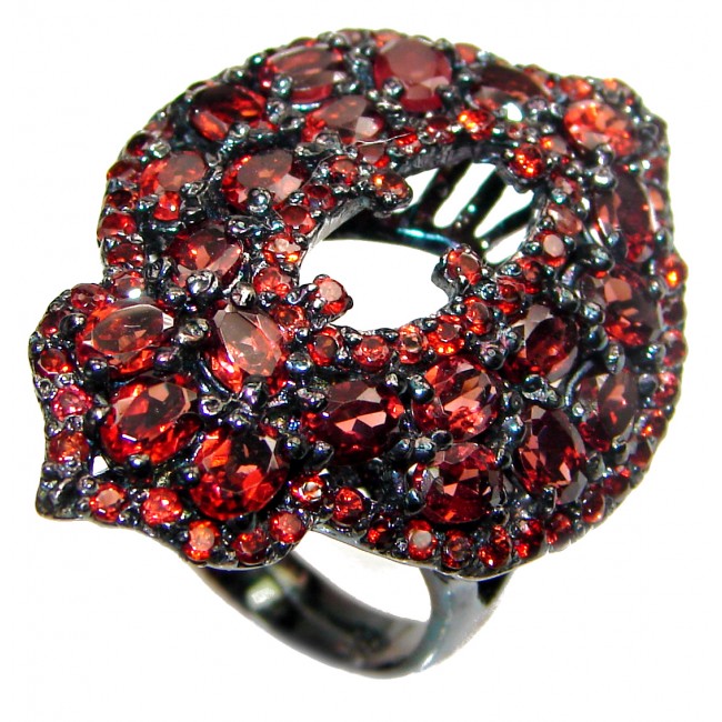 Gabriella Authentic Garnet black rhodium over .925 Sterling Silver brilliantly handcrafted ring s. 9