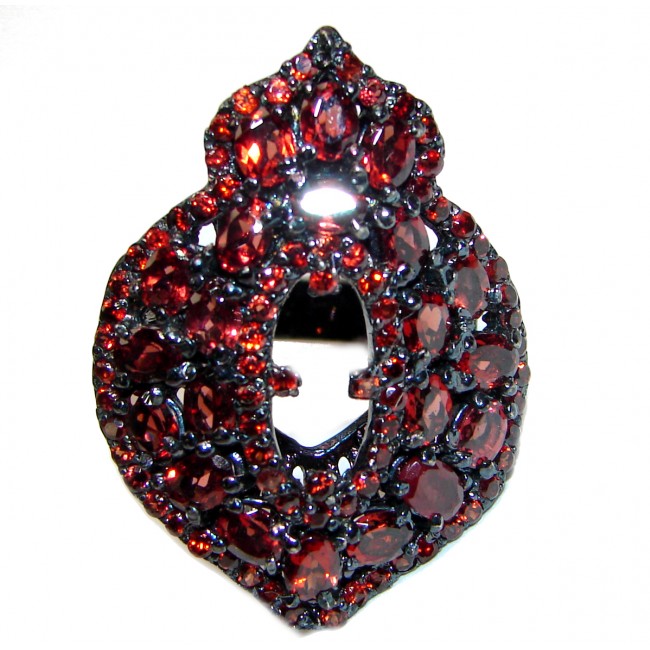 Gabriella Authentic Garnet black rhodium over .925 Sterling Silver brilliantly handcrafted ring s. 9