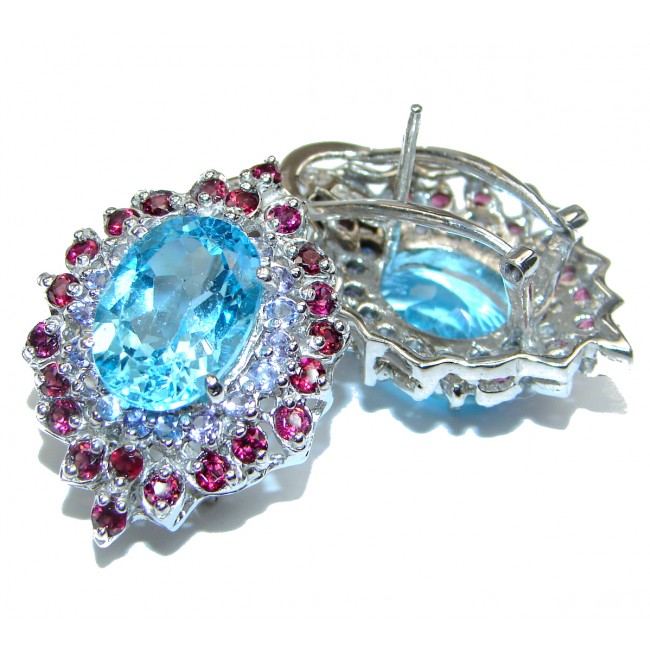 Melissa Swiss Blue Topaz .925 Sterling Silver handcrafted earrings