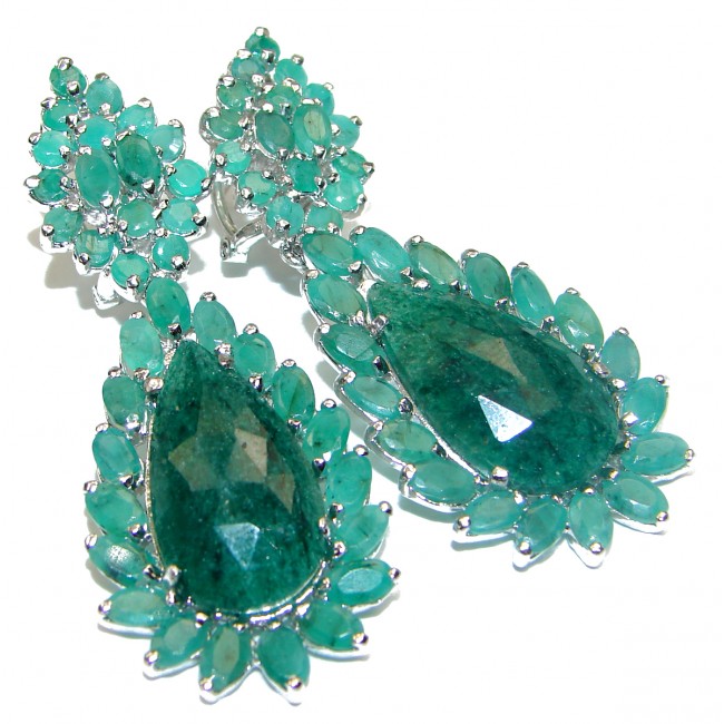 Green Ivy HUGE Emerald .925 Sterling Silver handcrafted Statement Earrings