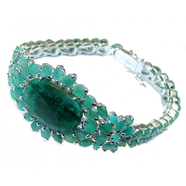 Green Ivy Huge authentic Emerald .3925 Sterling Silver handcrafted Bracelet