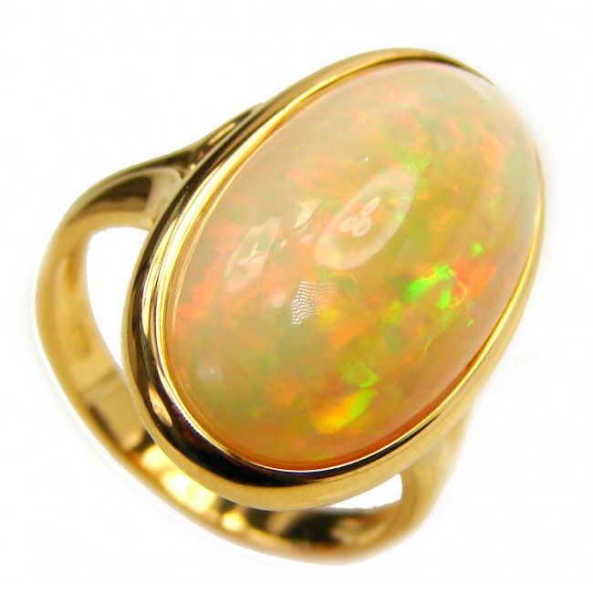 EVOLUTIONARY WONDER Genuine Ethiopian Opal 18K Gold over .925 Sterling Silver handmade Ring size 7