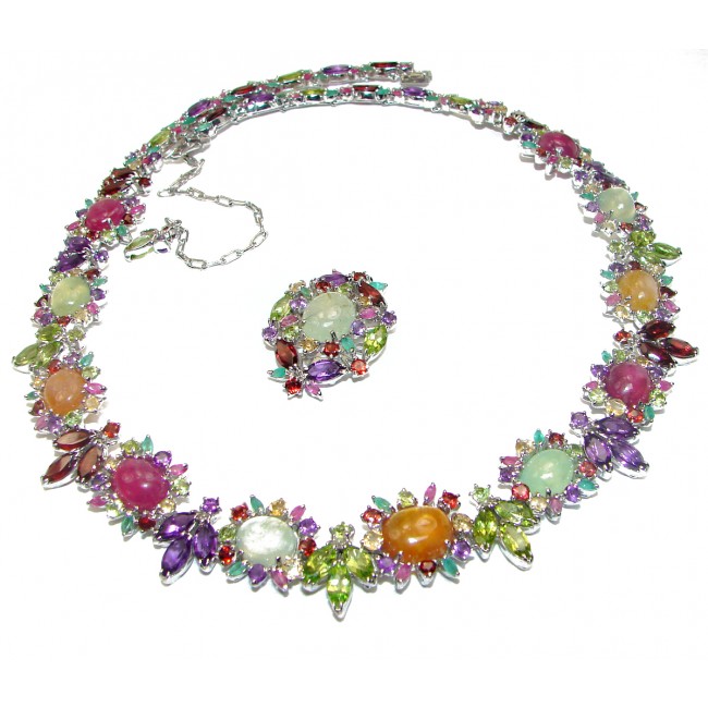 Gabriella HUGE authentic Multigem .925 Sterling Silver Transforming handcrafted necklace