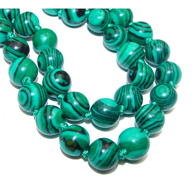lab. created Malachite .925 Sterling Silver handmade station Necklace