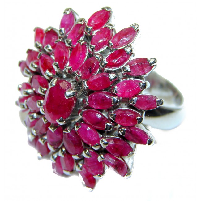 Genuine Ruby .925 Sterling Silver handcrafted Statement Large Ring size 7