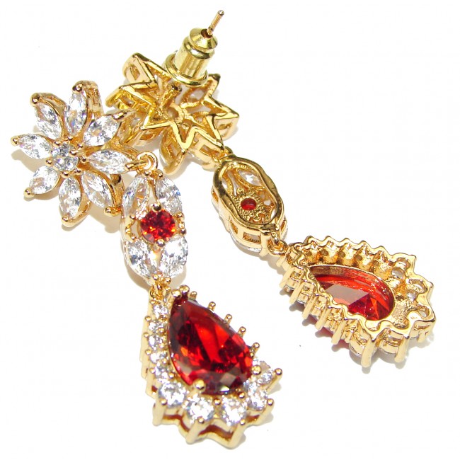 Incredible Red Topaz .925 Sterling Silver handmade earrings