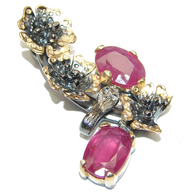 Victorian Style Ruby Sterling Silver Pendant