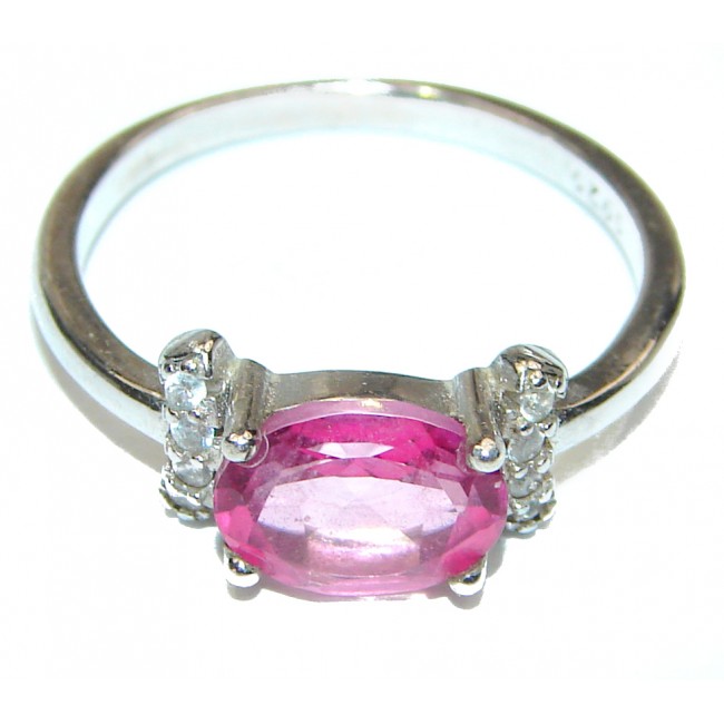 Vintage Design 0.4CT Pink Topaz .925 Sterling Silver handcrafted ring size 6