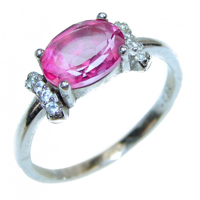 Vintage Design 0.4CT Pink Topaz .925 Sterling Silver handcrafted ring size 6