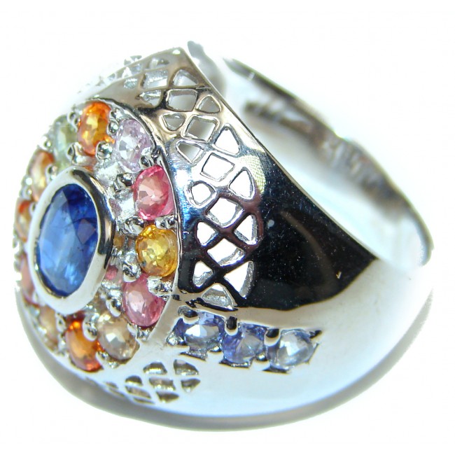 Blue Perfection Kyanite multicolor Sapphire .925 Sterling Silver Ring size 8 1/2