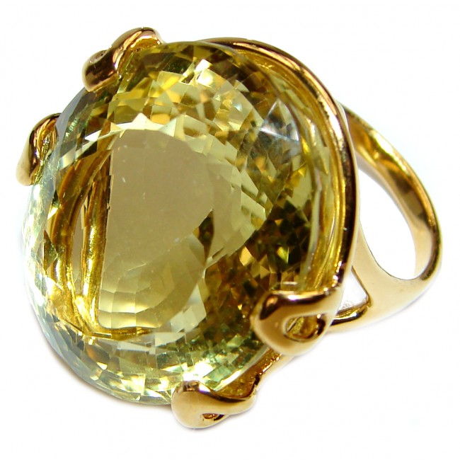 Royal Design 88ct Lemon Topaz 18K yellow Gold .925 Sterling Silver handmade ring size 7 1/2