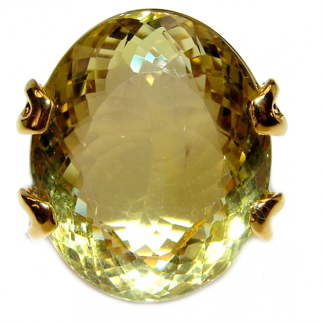 Royal Design 88ct Lemon Topaz 18K yellow Gold .925 Sterling Silver handmade ring size 7 1/2