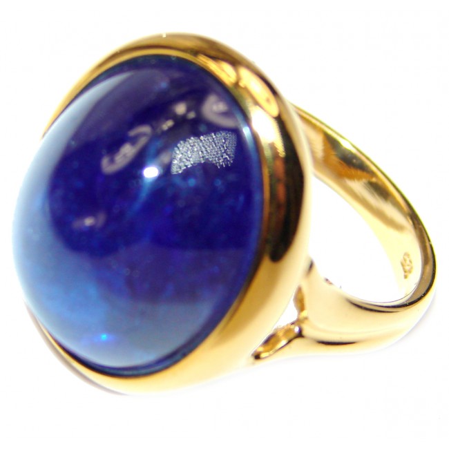 Genuine 26ct Sapphire 18K yellow Gold over .925 Sterling Silver handmade Cocktail Ring s. 7