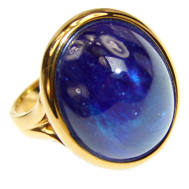 Genuine 26ct Sapphire 18K yellow Gold over .925 Sterling Silver handmade Cocktail Ring s. 7