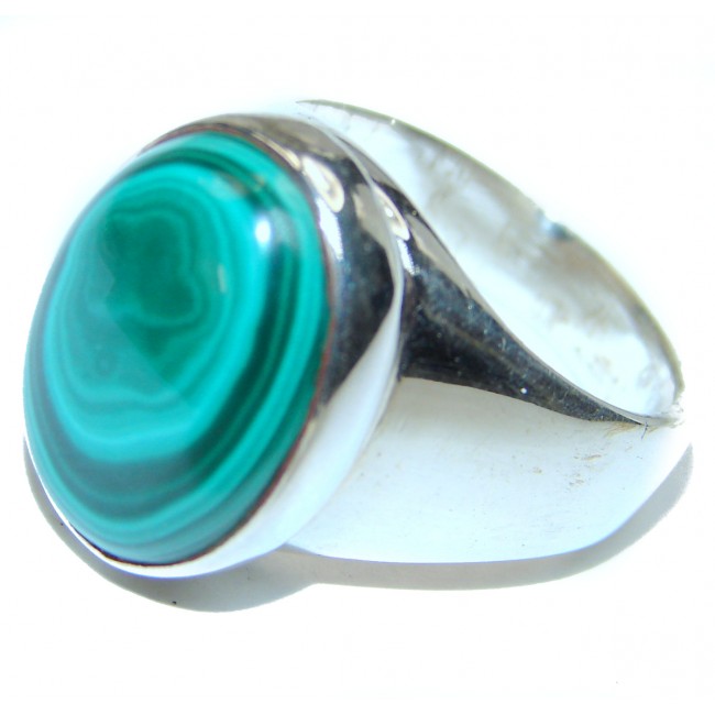 Natural Sublime quality Malachite .925 Sterling Silver handcrafted ring size 8 3/4