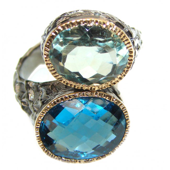 Best quality London Blue Topaz .925 Sterling Silver handcrafted Ring Size 7 1/2