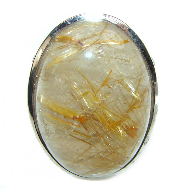 Best quality Golden Rutilated Quartz .925 Sterling Silver handcrafted Ring Size 6 1/4