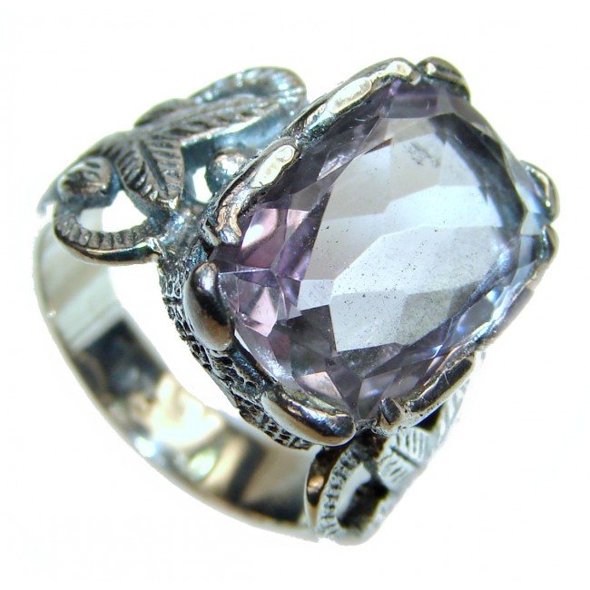 Vintage Style Pink Amethyst .925 Sterling Silver Ring s. 7