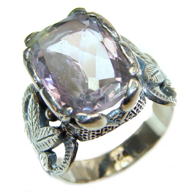 Vintage Style Pink Amethyst .925 Sterling Silver Ring s. 7