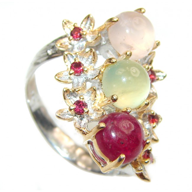 Sublime Authentic 41ctw Multigem .925 Sterling Silver brilliantly handcrafted ring s. 8 3/4