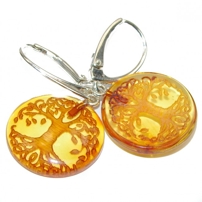Family Tree Baltic Polish Amber Sterling Silver earrings