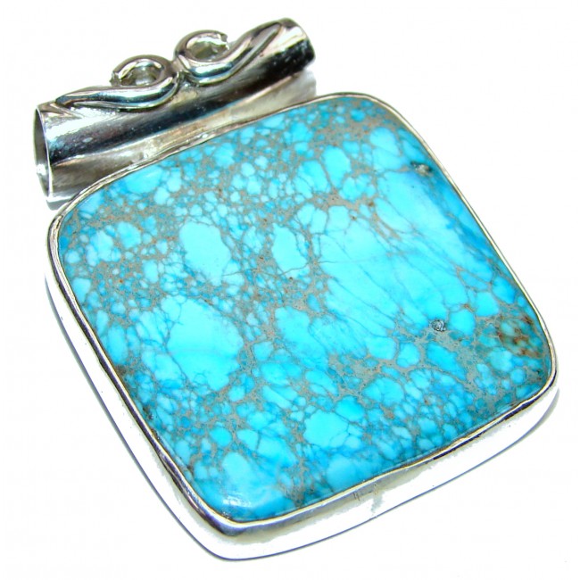 Exquisite Beauty authentic Turquoise .925 Sterling Silver handmade Pendant