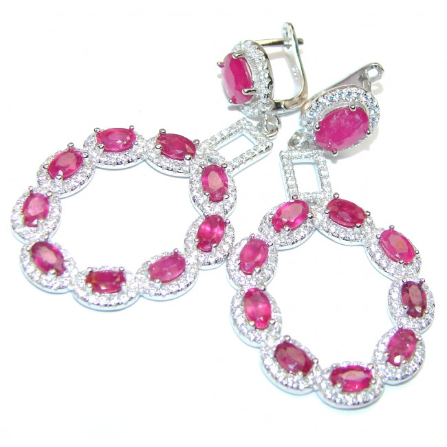 Stunning Authentic Ruby .925 Sterling Silver handmade earrings