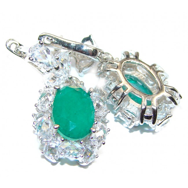 14.2ctw Emerald .925 Sterling Silver .925 Sterling Silver handmade earrings