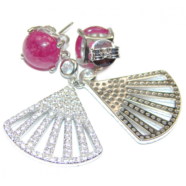 Trendy Ruby .925 Sterling Silver handmade earrings