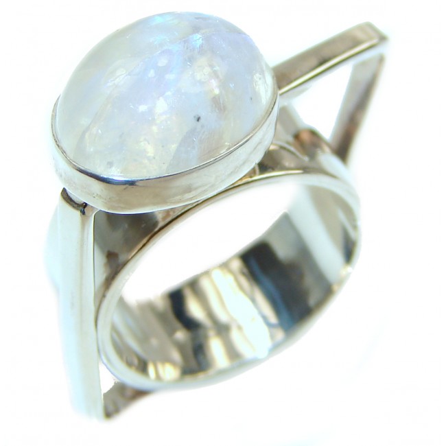 Angelica Rainbow Moonstone .925 Sterling Silver handmade Ring size 5 3/4