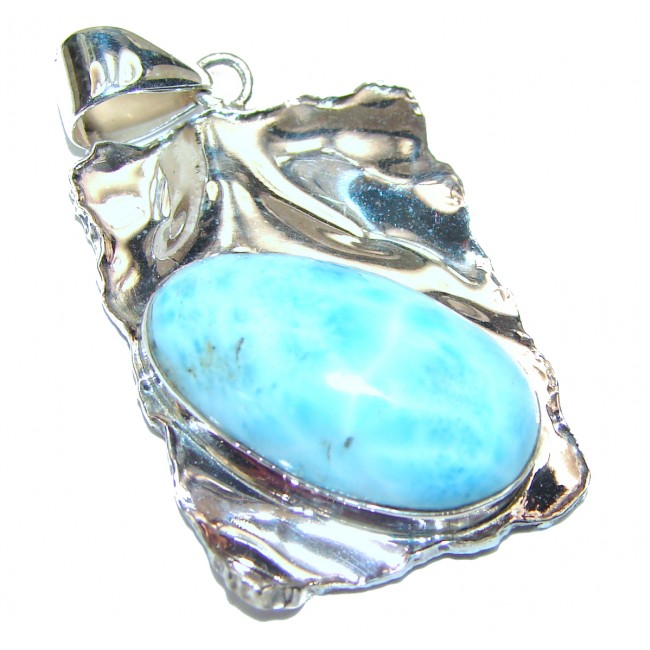 Exquisite Beauty authentic Larimar .925 Sterling Silver handmade Pendant