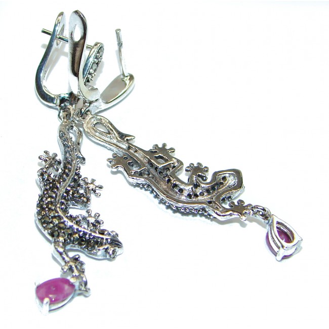 Lizards Ruby .925 Sterling Silver handmade earrings