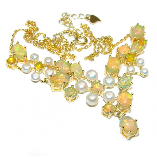 Awesome Natural Ethiopian Opal 14k Gold over .925 Sterling Silver Necklace
