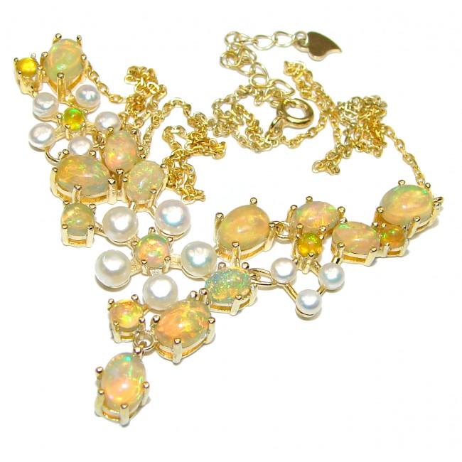 Awesome Natural Ethiopian Opal 14k Gold over .925 Sterling Silver Necklace