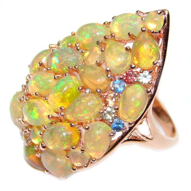 Gabriella Authentic Ethiopian Fire Opal .925 Sterling Silver brilliantly handcrafted ring s. 8 1/4
